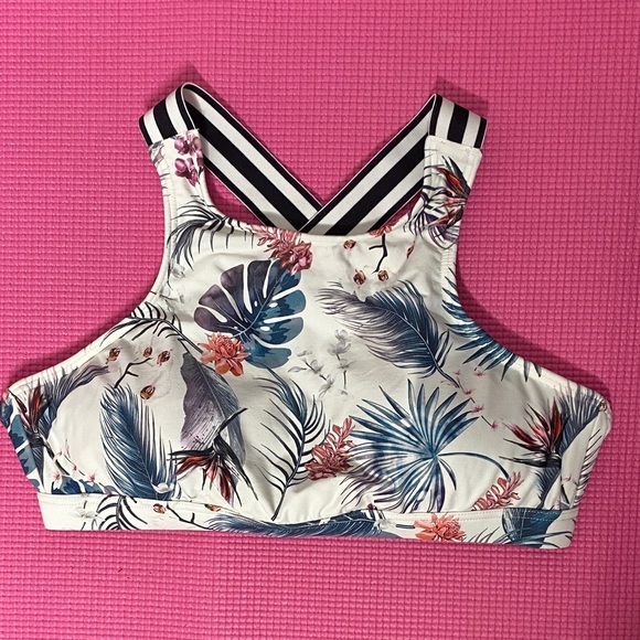 GAP Floral and Leaf Print Tank Top with Striped Straps - Picture 1 of 5